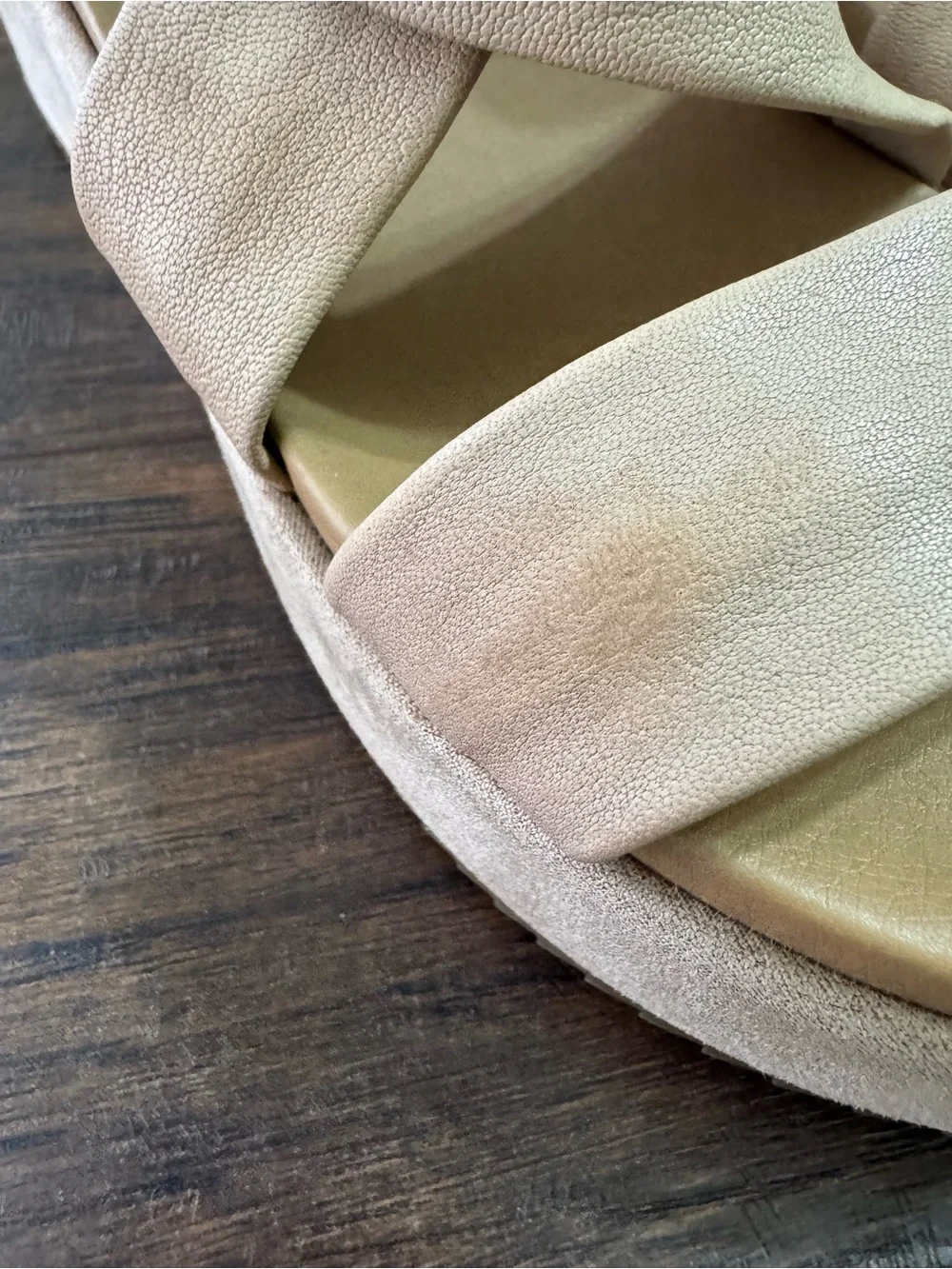 lucky brand women’s waldyna cream leather platform wedge sandals size 10